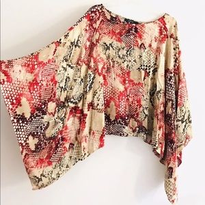Ark Co | Women Python Poncho Size S Red Dolman Sleeves